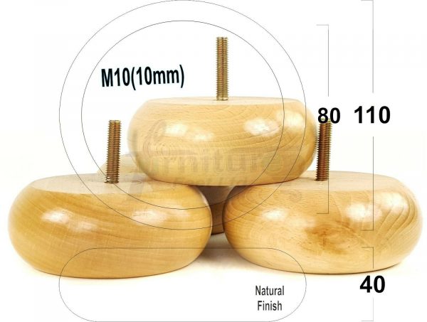 4x REPLACEMENT WOOD FURNITURE SOFA LEGS M10(10mm) CHAIR - SETTEE FEET 40mm HIGH - Image 23