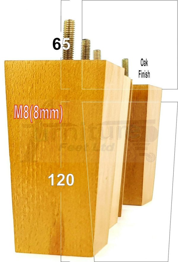 4x REPLACEMENT WOOD FURNITURE SOFA LEGS M8(8mm) CHAIR - SETTEE FEET 120mm HIGH - Image 24