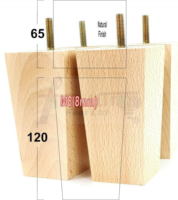 4x REPLACEMENT WOOD FURNITURE SOFA LEGS M8(8mm) CHAIR - SETTEE FEET 120mm HIGH - Image 23