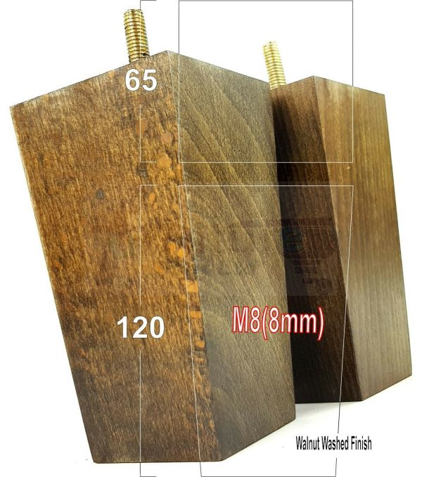 4x REPLACEMENT WOOD FURNITURE SOFA LEGS M8(8mm) CHAIR - SETTEE FEET 120mm HIGH - Image 17