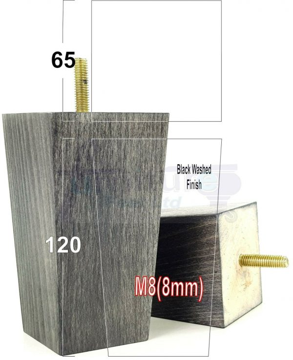 4x REPLACEMENT WOOD FURNITURE SOFA LEGS M8(8mm) CHAIR - SETTEE FEET 120mm HIGH - Image 13