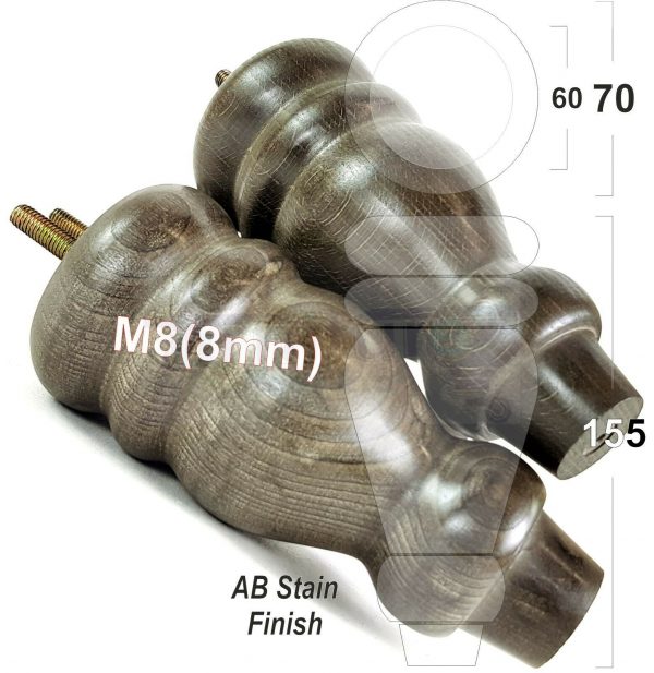 4x REPLACEMENT WOOD FURNITURE SOFA LEGS M8(8mm) CHAIR - SETTEE FEET 155mm HIGH - Image 14