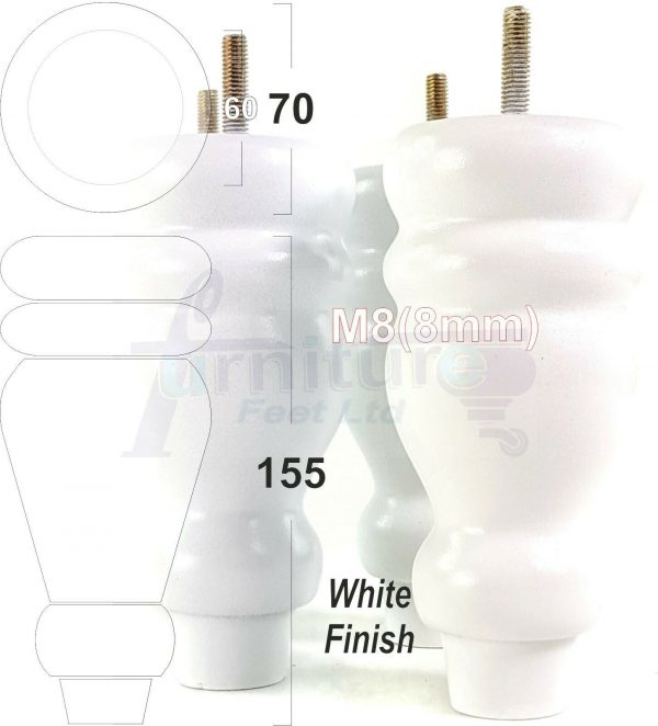 4x REPLACEMENT WOOD FURNITURE SOFA LEGS M8(8mm) CHAIR - SETTEE FEET 155mm HIGH - Image 33