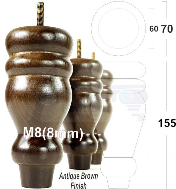 4x REPLACEMENT WOOD FURNITURE SOFA LEGS M8(8mm) CHAIR - SETTEE FEET 155mm HIGH - Image 13
