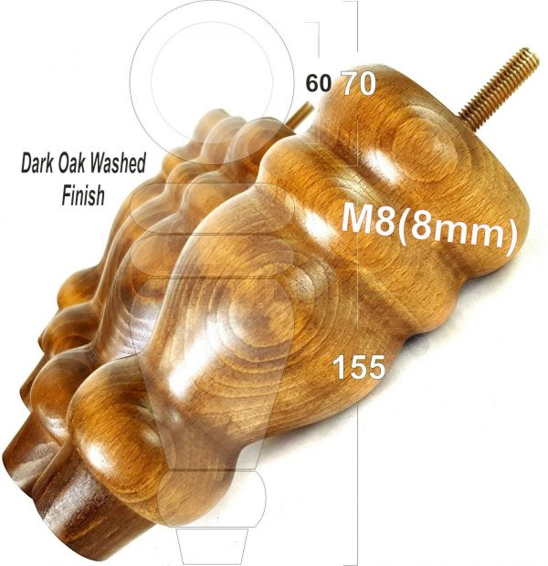 4x REPLACEMENT WOOD FURNITURE SOFA LEGS M8(8mm) CHAIR - SETTEE FEET 155mm HIGH - Image 19