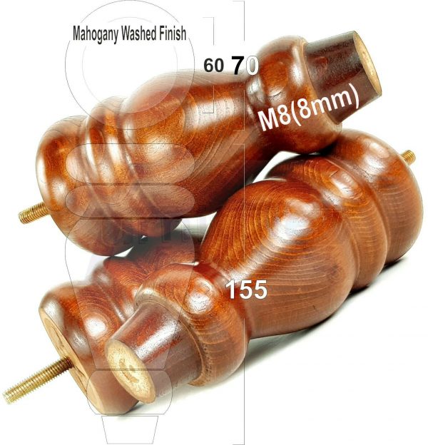 4x REPLACEMENT WOOD FURNITURE SOFA LEGS M8(8mm) CHAIR - SETTEE FEET 155mm HIGH - Image 24