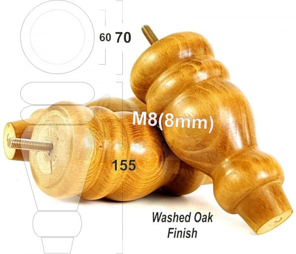 4x REPLACEMENT WOOD FURNITURE SOFA LEGS M8(8mm) CHAIR - SETTEE FEET 155mm HIGH - Image 28