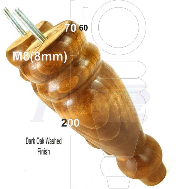 4x REPLACEMENT WOOD FURNITURE SOFA LEGS M8(8mm) CHAIR - SETTEE FEET 200mm HIGH - Image 18