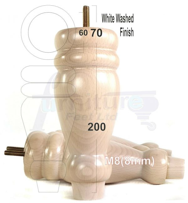 4x REPLACEMENT WOOD FURNITURE SOFA LEGS M8(8mm) CHAIR - SETTEE FEET 200mm HIGH - Image 33