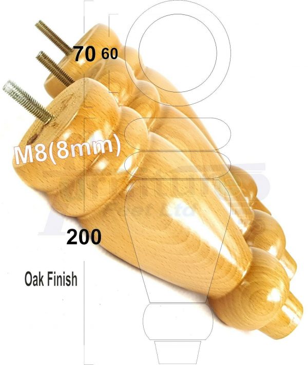 4x REPLACEMENT WOOD FURNITURE SOFA LEGS M8(8mm) CHAIR - SETTEE FEET 200mm HIGH - Image 26