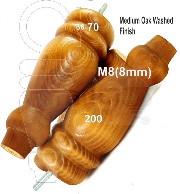 4x REPLACEMENT WOOD FURNITURE SOFA LEGS M8(8mm) CHAIR - SETTEE FEET 200mm HIGH - Image 24