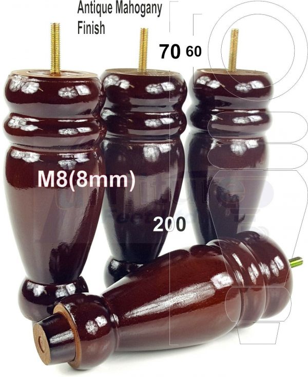 4x REPLACEMENT WOOD FURNITURE SOFA LEGS M8(8mm) CHAIR - SETTEE FEET 200mm HIGH - Image 34