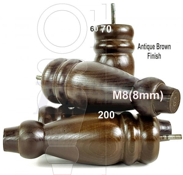 4x REPLACEMENT WOOD FURNITURE SOFA LEGS M8(8mm) CHAIR - SETTEE FEET 200mm HIGH - Image 12