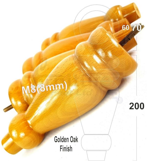 4x REPLACEMENT WOOD FURNITURE SOFA LEGS M8(8mm) CHAIR - SETTEE FEET 200mm HIGH - Image 21
