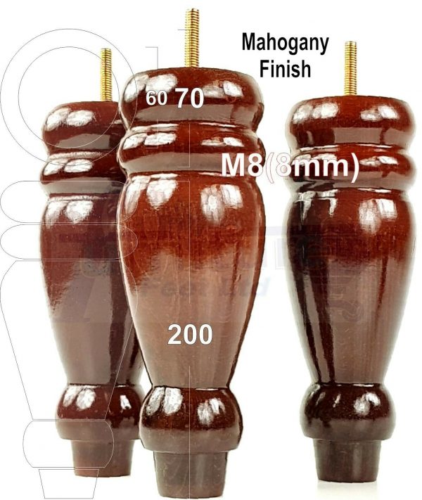 4x REPLACEMENT WOOD FURNITURE SOFA LEGS M8(8mm) CHAIR - SETTEE FEET 200mm HIGH - Image 22