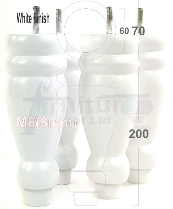 4x REPLACEMENT WOOD FURNITURE SOFA LEGS M8(8mm) CHAIR - SETTEE FEET 200mm HIGH - Image 32