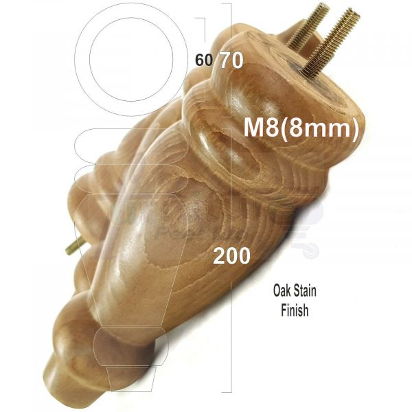4x REPLACEMENT WOOD FURNITURE SOFA LEGS M8(8mm) CHAIR - SETTEE FEET 200mm HIGH - Image 28