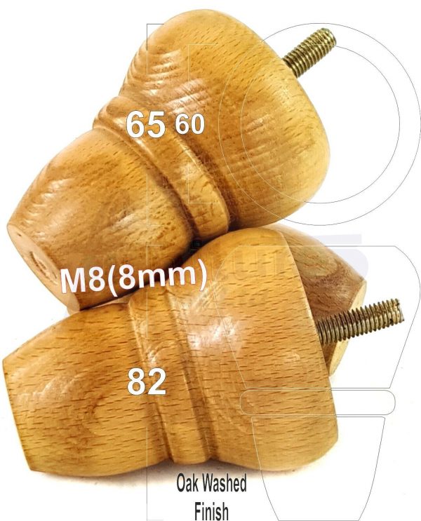 4x REPLACEMENT WOOD FURNITURE SOFA LEGS M8(8mm) CHAIR - SETTEE FEET 82mm HIGH - Image 29