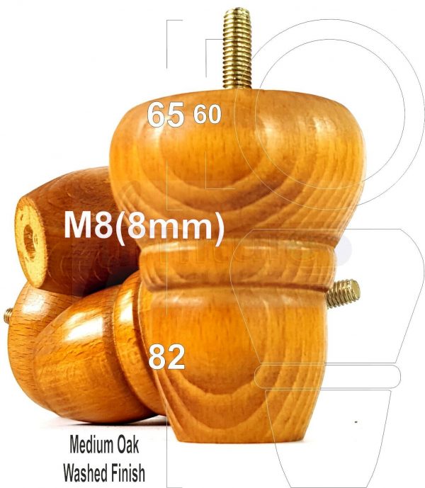 4x REPLACEMENT WOOD FURNITURE SOFA LEGS M8(8mm) CHAIR - SETTEE FEET 82mm HIGH - Image 25