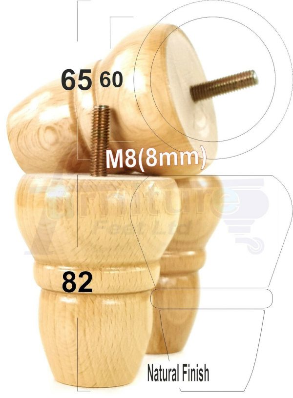 4x REPLACEMENT WOOD FURNITURE SOFA LEGS M8(8mm) CHAIR - SETTEE FEET 82mm HIGH - Image 26