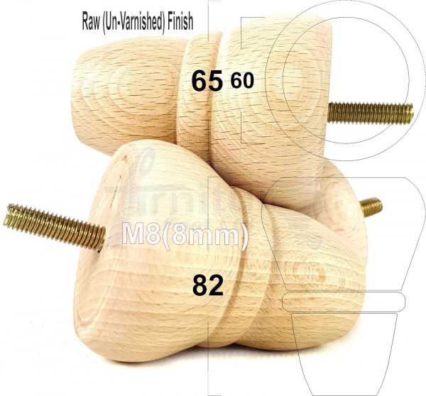 4x REPLACEMENT WOOD FURNITURE SOFA LEGS M8(8mm) CHAIR - SETTEE FEET 82mm HIGH - Image 32