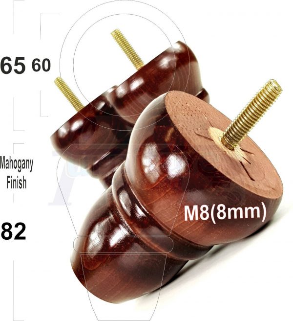 4x REPLACEMENT WOOD FURNITURE SOFA LEGS M8(8mm) CHAIR - SETTEE FEET 82mm HIGH - Image 23