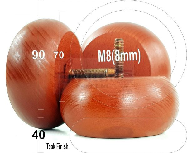 4x ROUND BUN WOODEN SOFA LEGS 40mm High CHAIR REPLACEMENT FURNITURE FEET M8(8mm) - Image 26