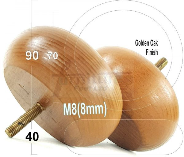 4x ROUND BUN WOODEN SOFA LEGS 40mm High CHAIR REPLACEMENT FURNITURE FEET M8(8mm) - Image 18
