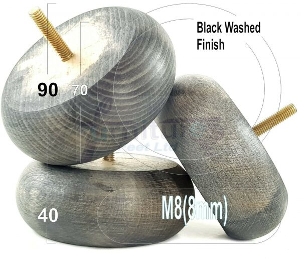4x ROUND BUN WOODEN SOFA LEGS 40mm High CHAIR REPLACEMENT FURNITURE FEET M8(8mm) - Image 14