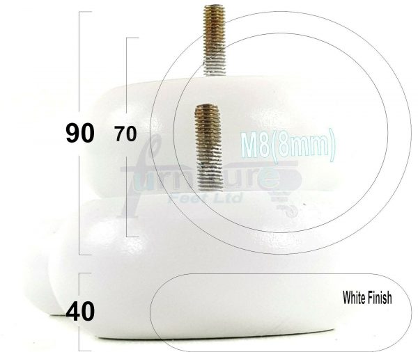 4x ROUND BUN WOODEN SOFA LEGS 40mm High CHAIR REPLACEMENT FURNITURE FEET M8(8mm) - Image 27