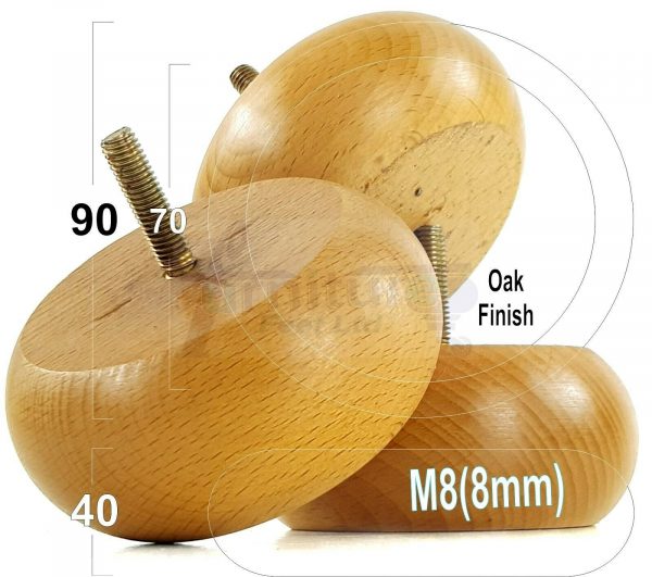 4x ROUND BUN WOODEN SOFA LEGS 40mm High CHAIR REPLACEMENT FURNITURE FEET M8(8mm) - Image 24