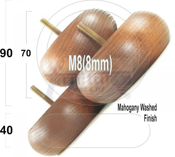 4x ROUND BUN WOODEN SOFA LEGS 40mm High CHAIR REPLACEMENT FURNITURE FEET M8(8mm) - Image 21
