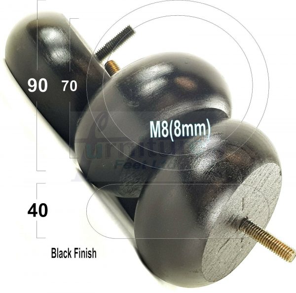 4x ROUND BUN WOODEN SOFA LEGS 40mm High CHAIR REPLACEMENT FURNITURE FEET M8(8mm) - Image 13