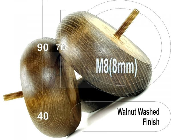 4x ROUND BUN WOODEN SOFA LEGS 40mm High CHAIR REPLACEMENT FURNITURE FEET M8(8mm) - Image 17