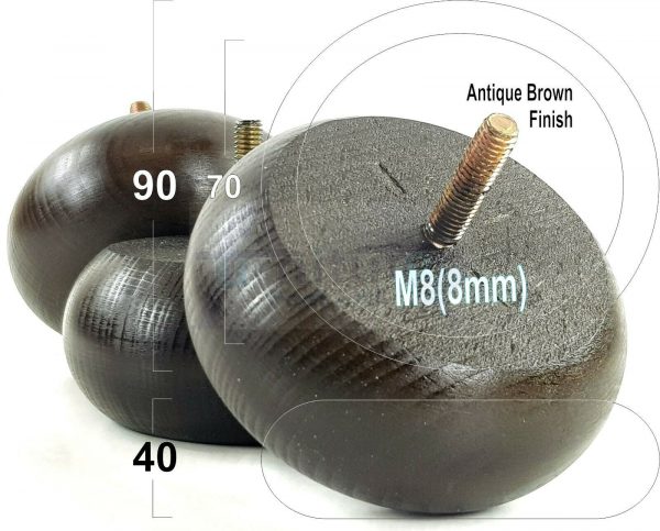 4x ROUND BUN WOODEN SOFA LEGS 40mm High CHAIR REPLACEMENT FURNITURE FEET M8(8mm) - Image 12
