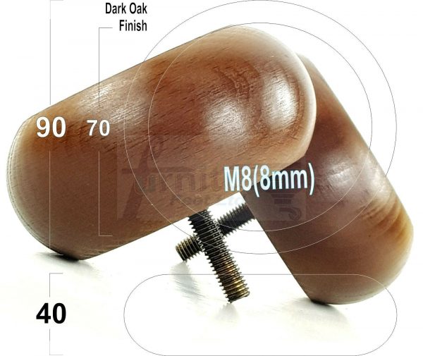 4x ROUND BUN WOODEN SOFA LEGS 40mm High CHAIR REPLACEMENT FURNITURE FEET M8(8mm) - Image 15