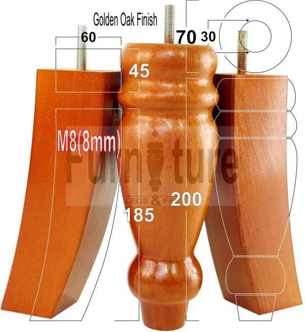 4x Replacement Solid Wood Furniture Sofa Legs M8 Chair Settee Feet 200mm High - Image 13