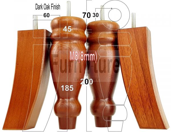 4x Replacement Solid Wood Furniture Sofa Legs M8 Chair Settee Feet 200mm High - Image 24