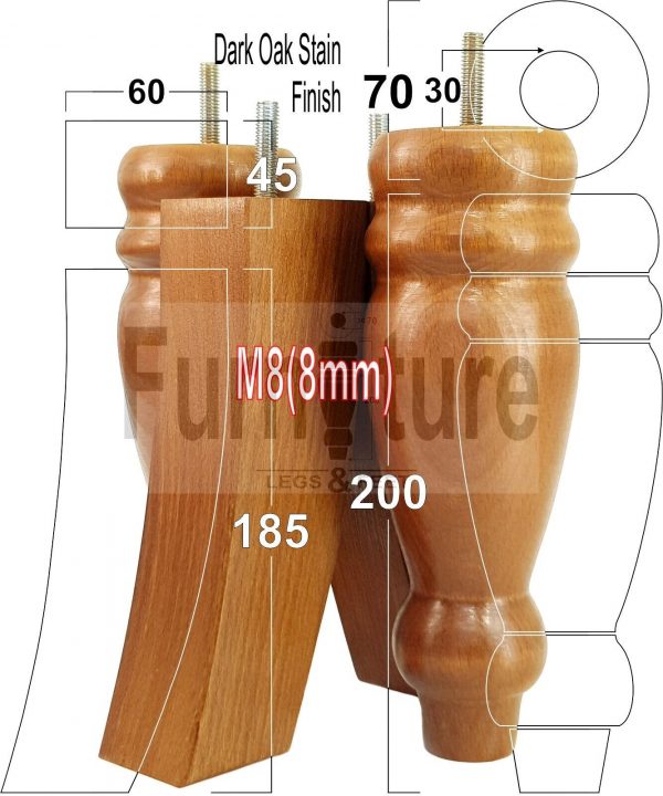 4x Replacement Solid Wood Furniture Sofa Legs M8 Chair Settee Feet 200mm High - Image 25
