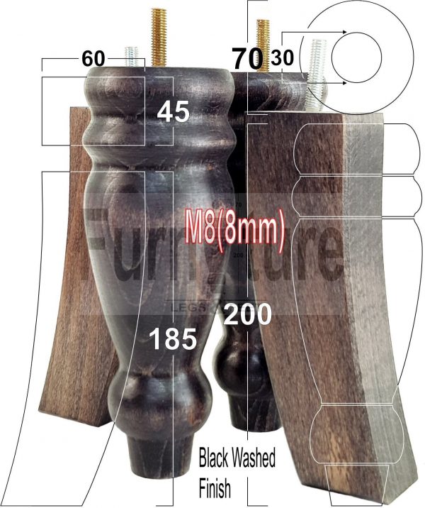 4x Replacement Solid Wood Furniture Sofa Legs M8 Chair Settee Feet 200mm High - Image 21