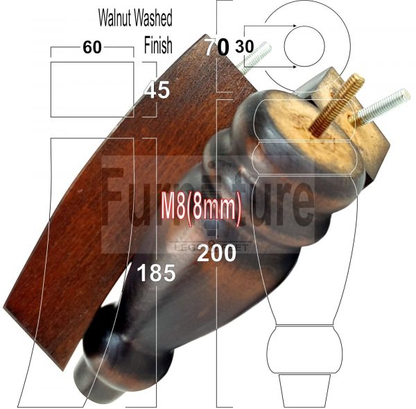 4x Replacement Solid Wood Furniture Sofa Legs M8 Chair Settee Feet 200mm High - Image 27