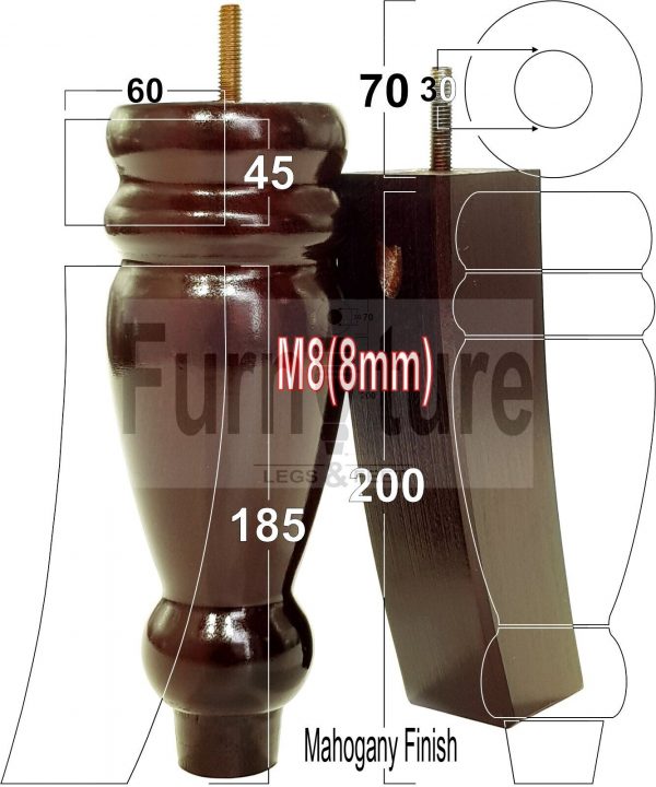 4x Replacement Solid Wood Furniture Sofa Legs M8 Chair Settee Feet 200mm High - Image 14