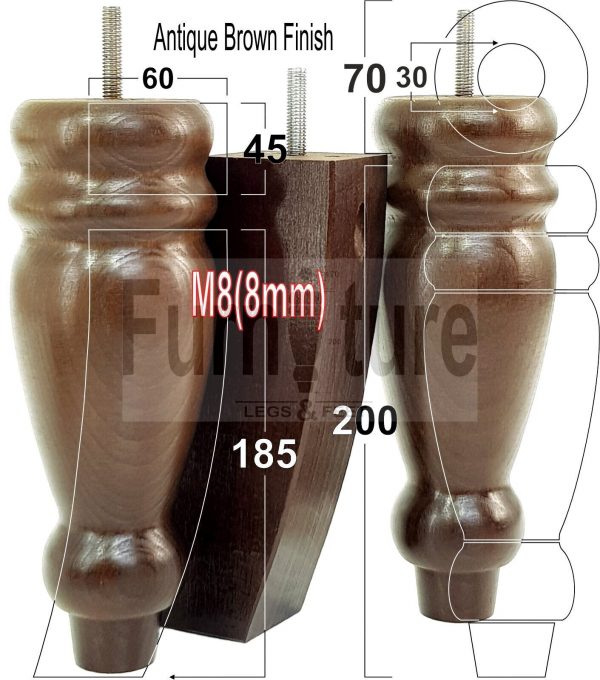 4x Replacement Solid Wood Furniture Sofa Legs M8 Chair Settee Feet 200mm High - Image 11