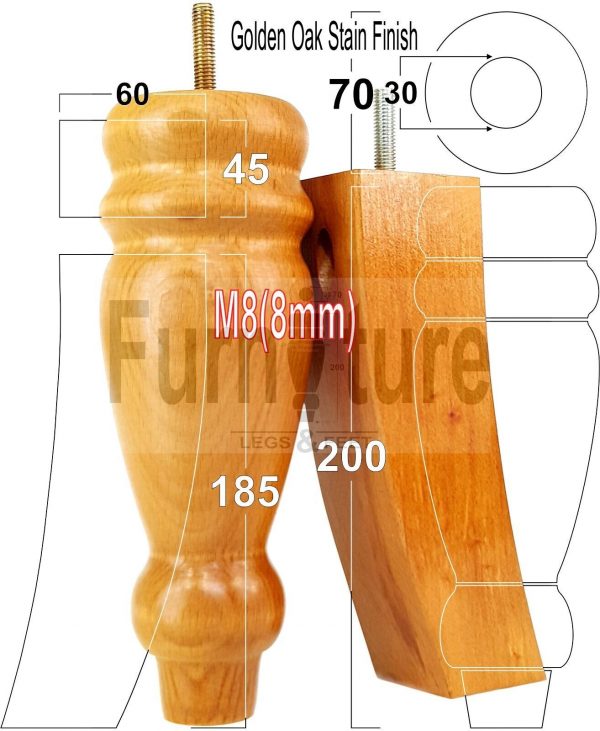 4x Replacement Solid Wood Furniture Sofa Legs M8 Chair Settee Feet 200mm High - Image 28