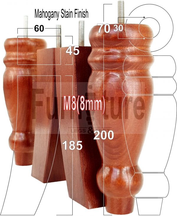4x Replacement Solid Wood Furniture Sofa Legs M8 Chair Settee Feet 200mm High - Image 29