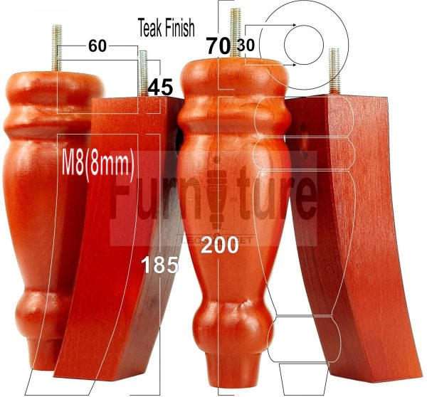 4x Replacement Solid Wood Furniture Sofa Legs M8 Chair Settee Feet 200mm High - Image 36