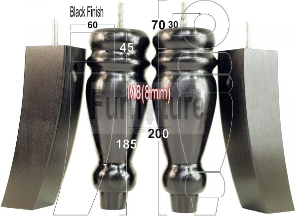 4x Replacement Solid Wood Furniture Sofa Legs M8 Chair Settee Feet 200mm High - Image 12
