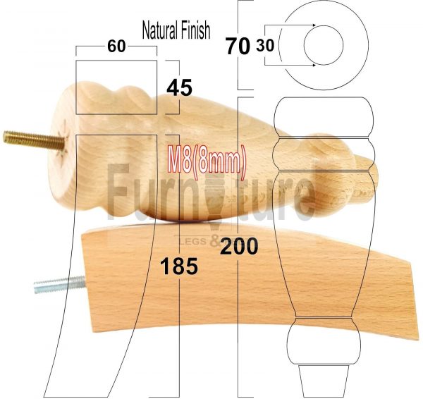 4x Replacement Solid Wood Furniture Sofa Legs M8 Chair Settee Feet 200mm High - Image 15