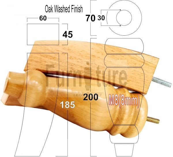 4x Replacement Solid Wood Furniture Sofa Legs M8 Chair Settee Feet 200mm High - Image 33