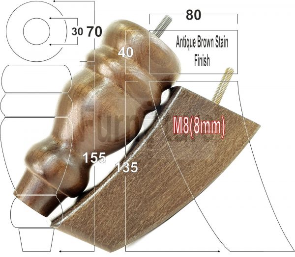 4x Replacement Wood Furniture Sofa Legs M8 Chair, Couch Settee Feet 155mm High - Image 19